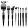 Baili 10pcs Rose Gold Tube Synthetic Hair Vegan Luxury Makeup Brush Set Contour Blush Brush Set